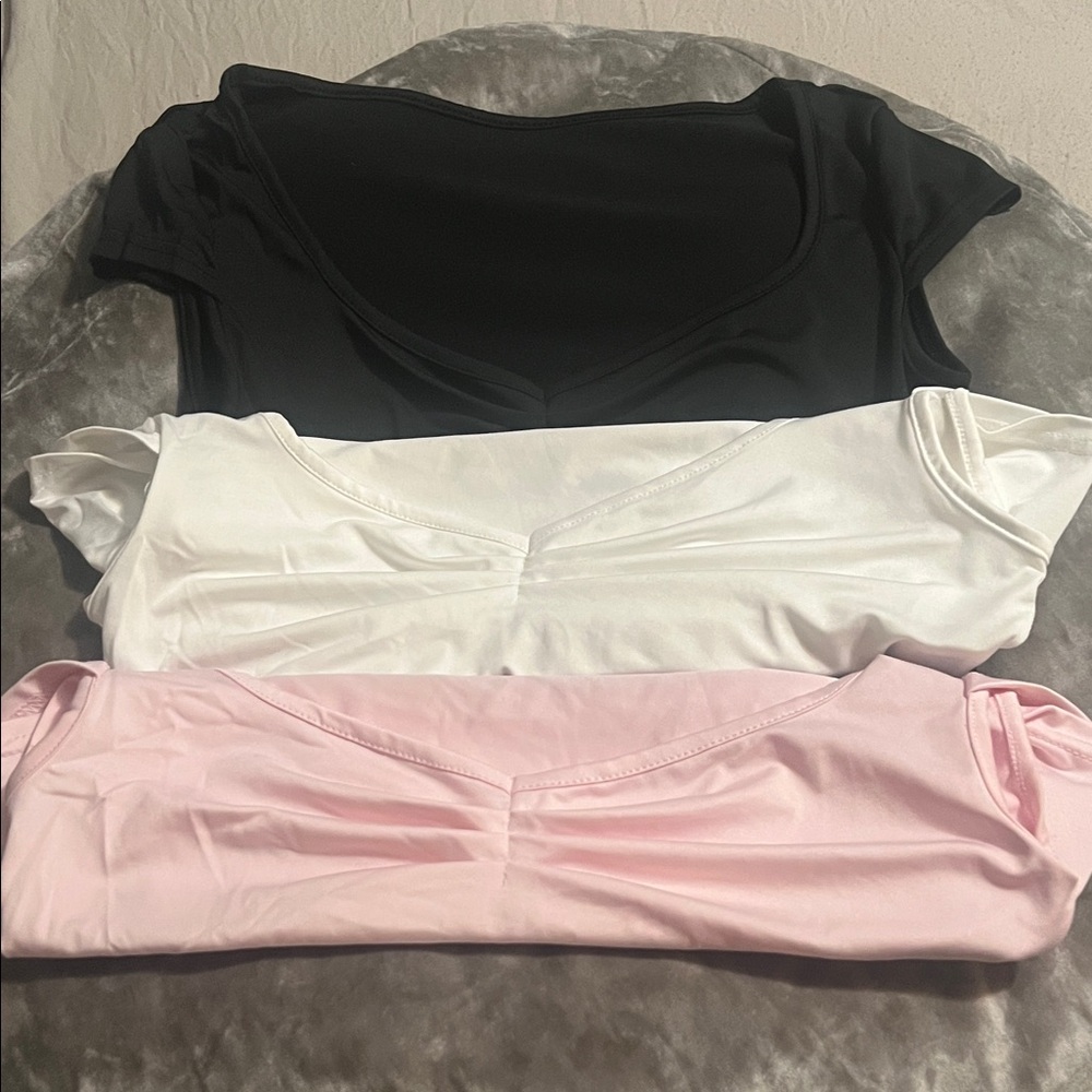 Elegant Women's V-Neck Tops - Black, White, and Pink